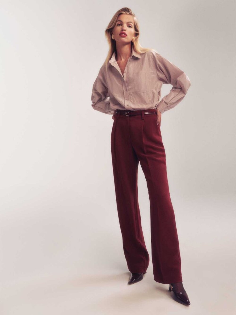 Reformation Alex Mid Rise Pant in Chianti - 2